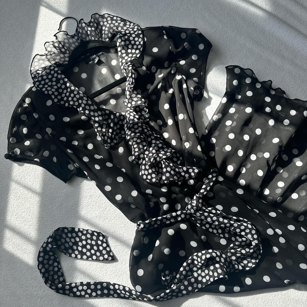 J.B.S. Black Dress with White Polka Dots